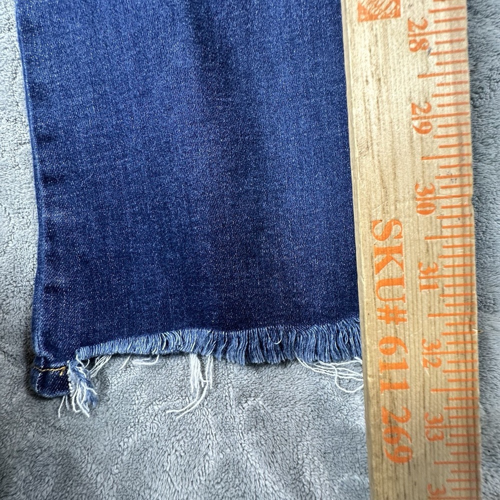 Judy Blue Boot Cut Jeans 13/31 Blue Distressed Mid Rise Frayed Hem Double Button - Picture 10 of 12